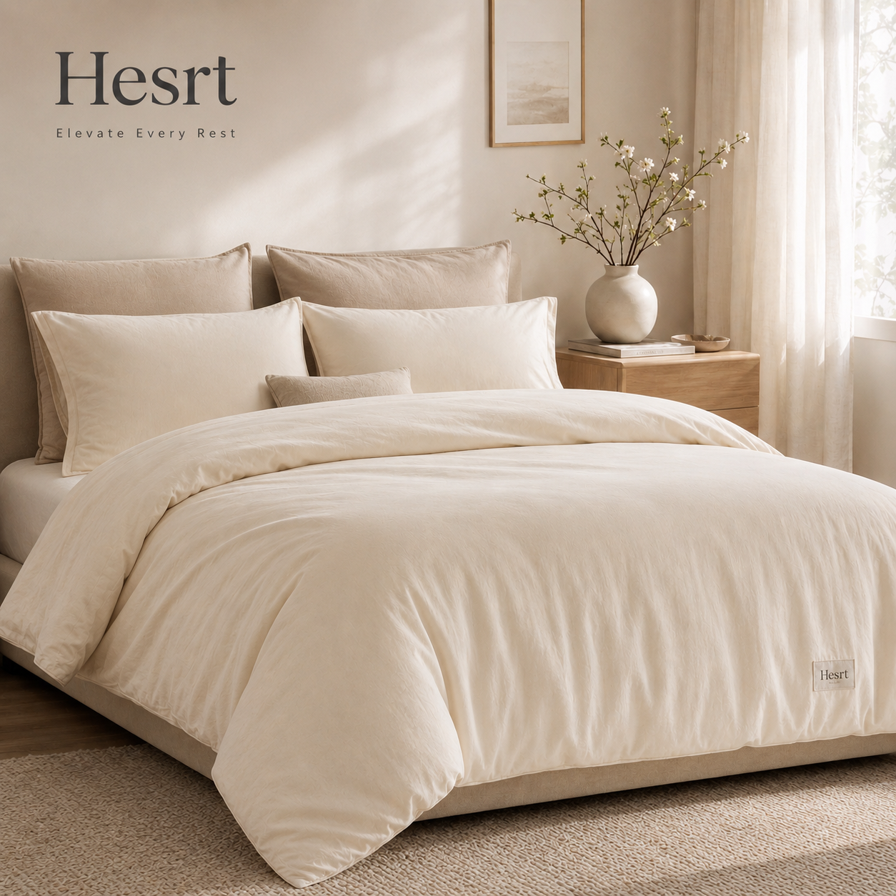 Hesrt™ Soft Ivory Duvet Cover Set