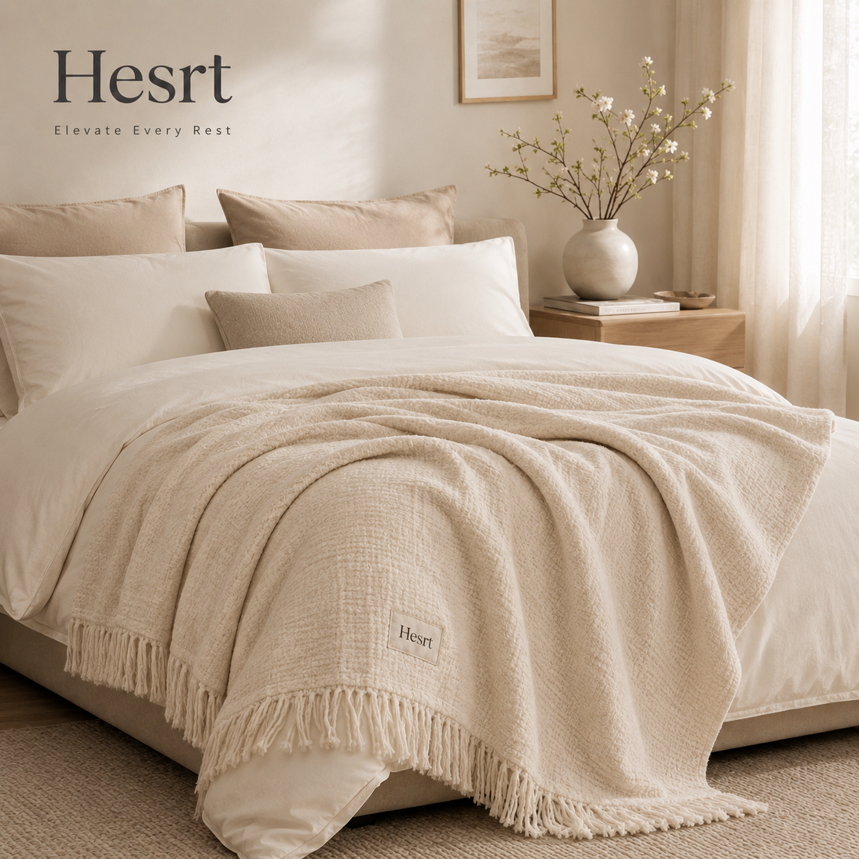Hesrt™ Warm Ivory Throw Blanket